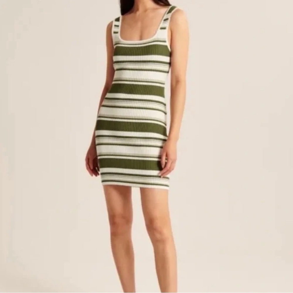 Abercrombie & Fitch Olive and White Striped Mini Dress